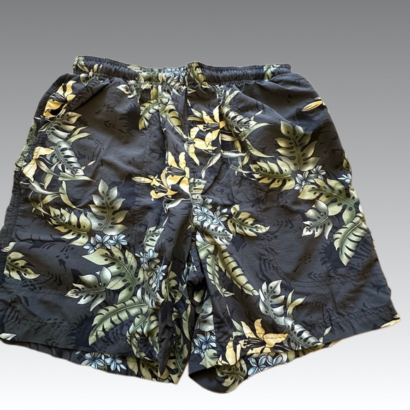 TOMMY BAHAMA Swim Trunks Men Shorts Lined Paradise Nation Gray Tropical Large - Picture 1 of 10